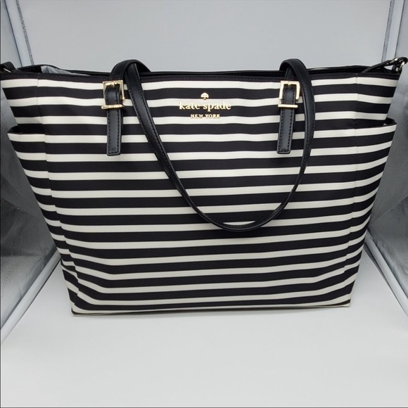 kate spade Bags Kate Spade Striped Black And White Nylon Diaper Bag